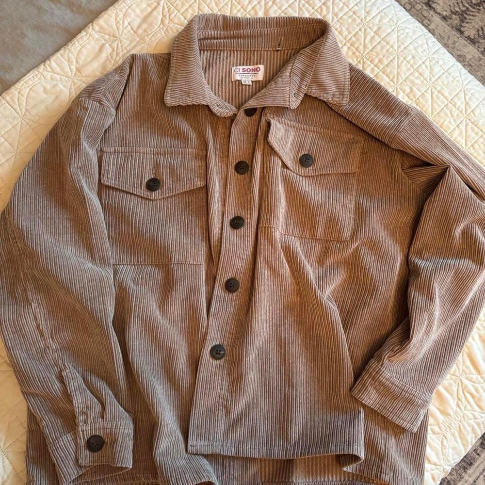 Ci Sono Tan Corduroy Shacket Oversized Button Down Jacket Tan Brown Medium
